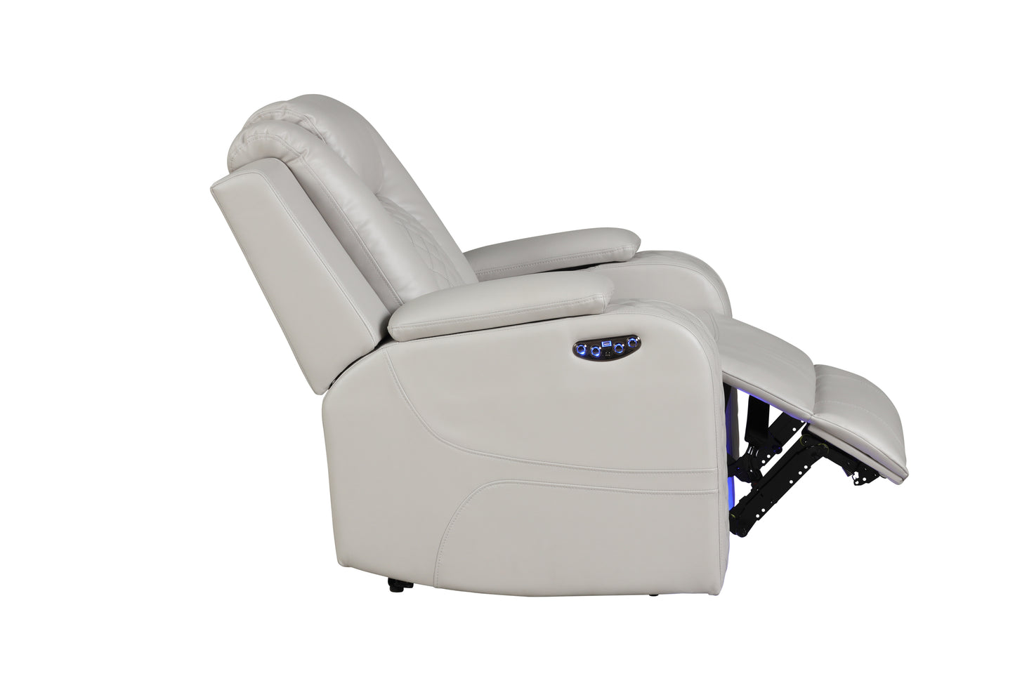 Benz LED & Power Recliner 3 PC Made With Faux Leather in Ice