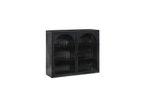 27.56"Glass Doors Modern Two-door Wall Cabinet with Featuring Three-tier Storage for Entryway Living Room Bathroom Dining Room,Wall Cabinet with Characteristic Woven Pattern,Black