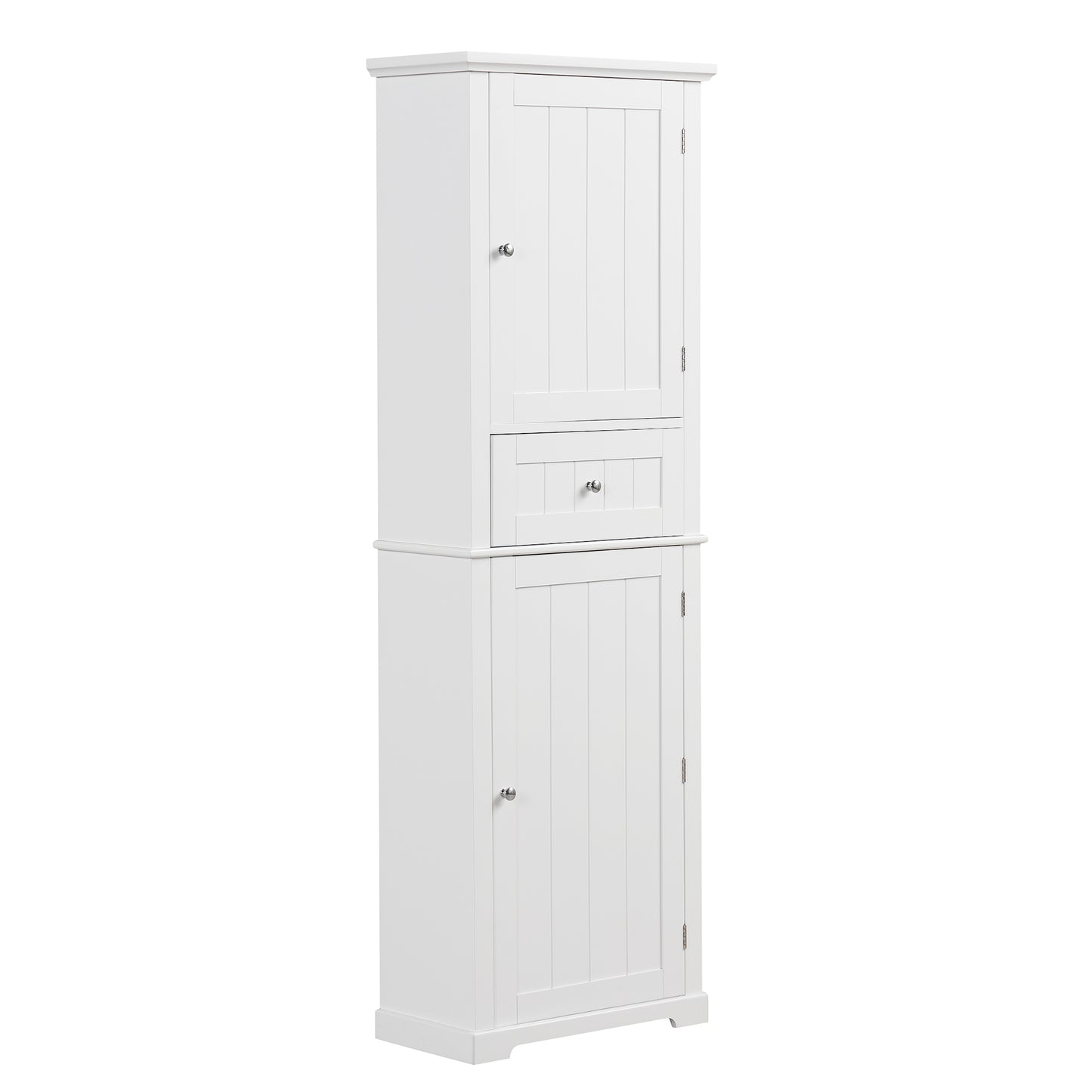 Tall Bathroom Storage Cabinet, Freestanding Storage Cabinet with Drawer and Adjustable Shelf, MDF Board with Painted Finish, White