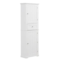 Tall Bathroom Storage Cabinet, Freestanding Storage Cabinet with Drawer and Adjustable Shelf, MDF Board with Painted Finish, White