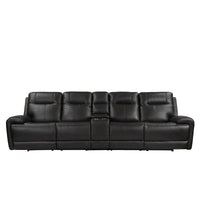 Trevor Triple 4 Seats Power Sofa With Console,Genuine Leather,Lumbar Support,Adjustable Headrest,USB & Type C Charge Port ,Middle Armless Chair With Triple Power Control