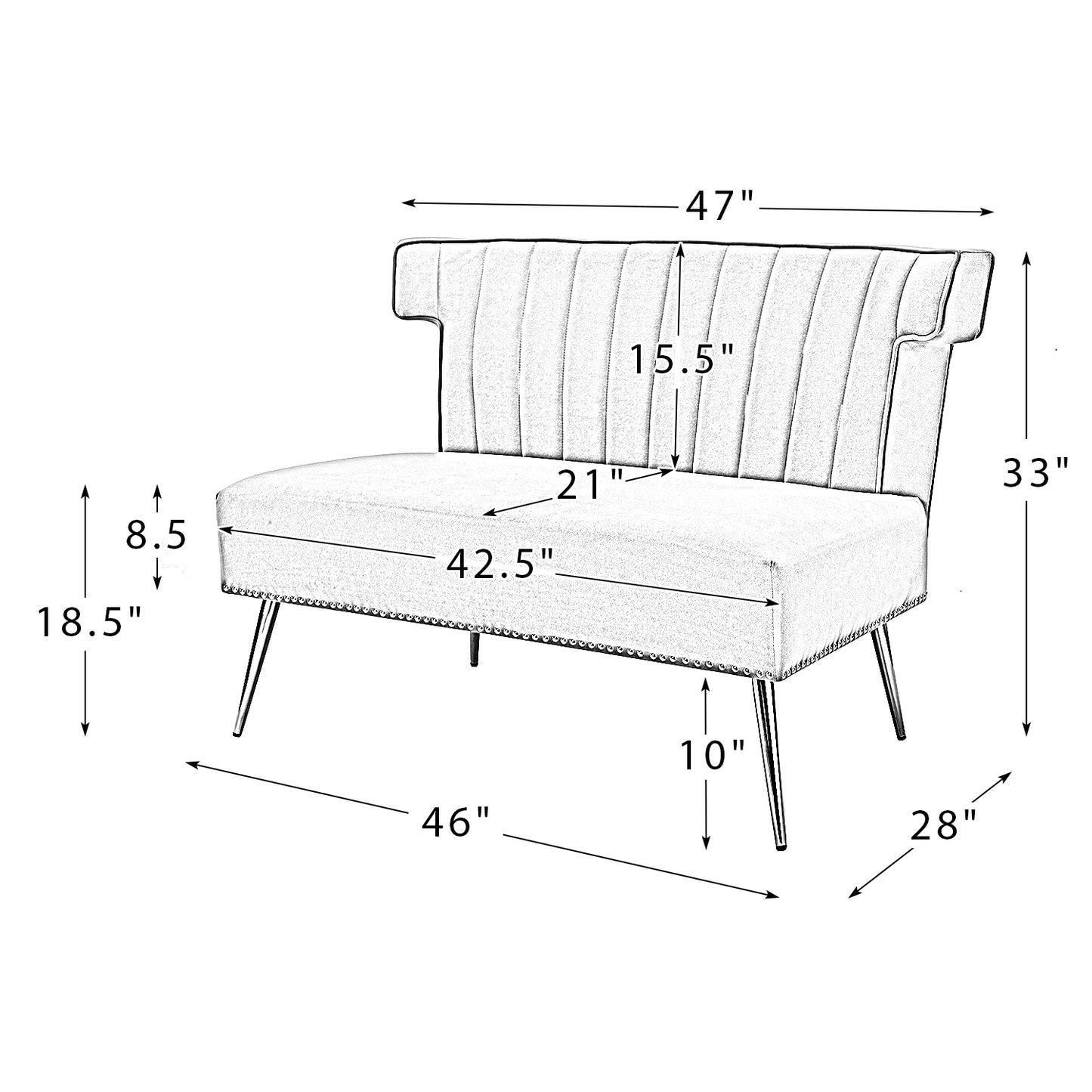 Cadmus Armless Loveseat IVORY