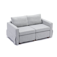 2 Seat Module Sectional Sofa Couch With 2 Ottoman,Seat Cushion and Back Cushion Removable and Washable,Light Grey