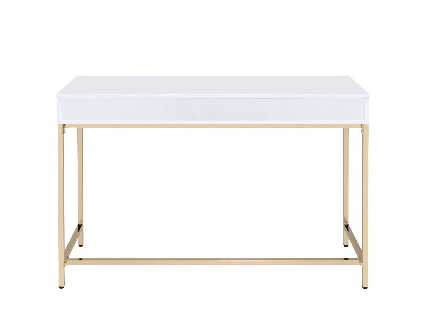 ACME Ottey Desk in White High Gloss & Gold 92540