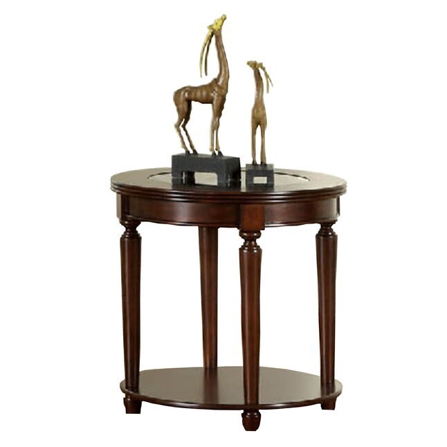 Transitional 1pc End Table Dark Cherry Open Bottom Shelf Beveled Glass Top Turned Legs Living Room Furniture