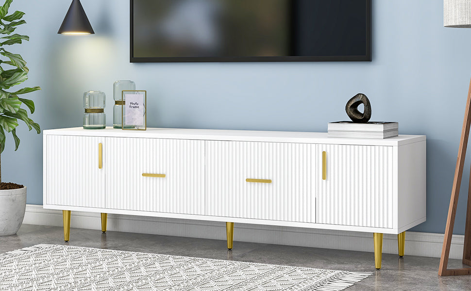 U-Can Modern TV Stand with 5 Champagne Legs - Durable, Stylish and Spacious, TVs Up to 75''