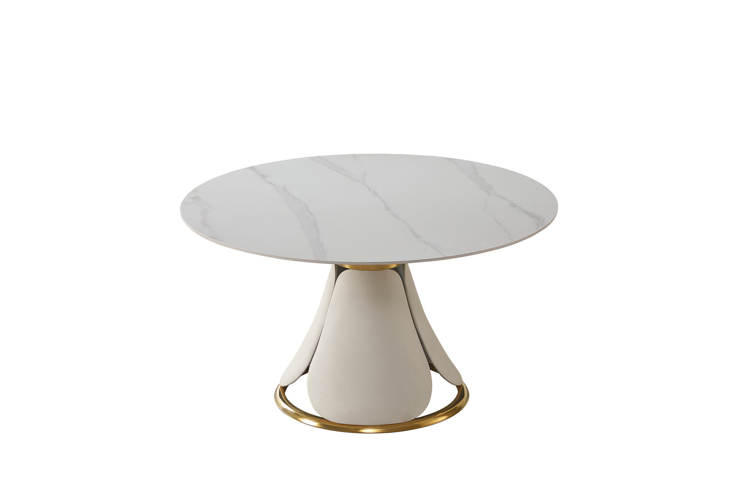 53 inch Modern sintered stone round dining table with stainless steel base with 6 pcs chairs