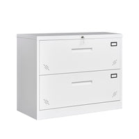 2 Drawer Lateral Filing Cabinet for Legal/Letter A4 Size, Large Deep Drawers Locked by Keys, Locking Wide File Cabinet for Home Office, Metal Steel