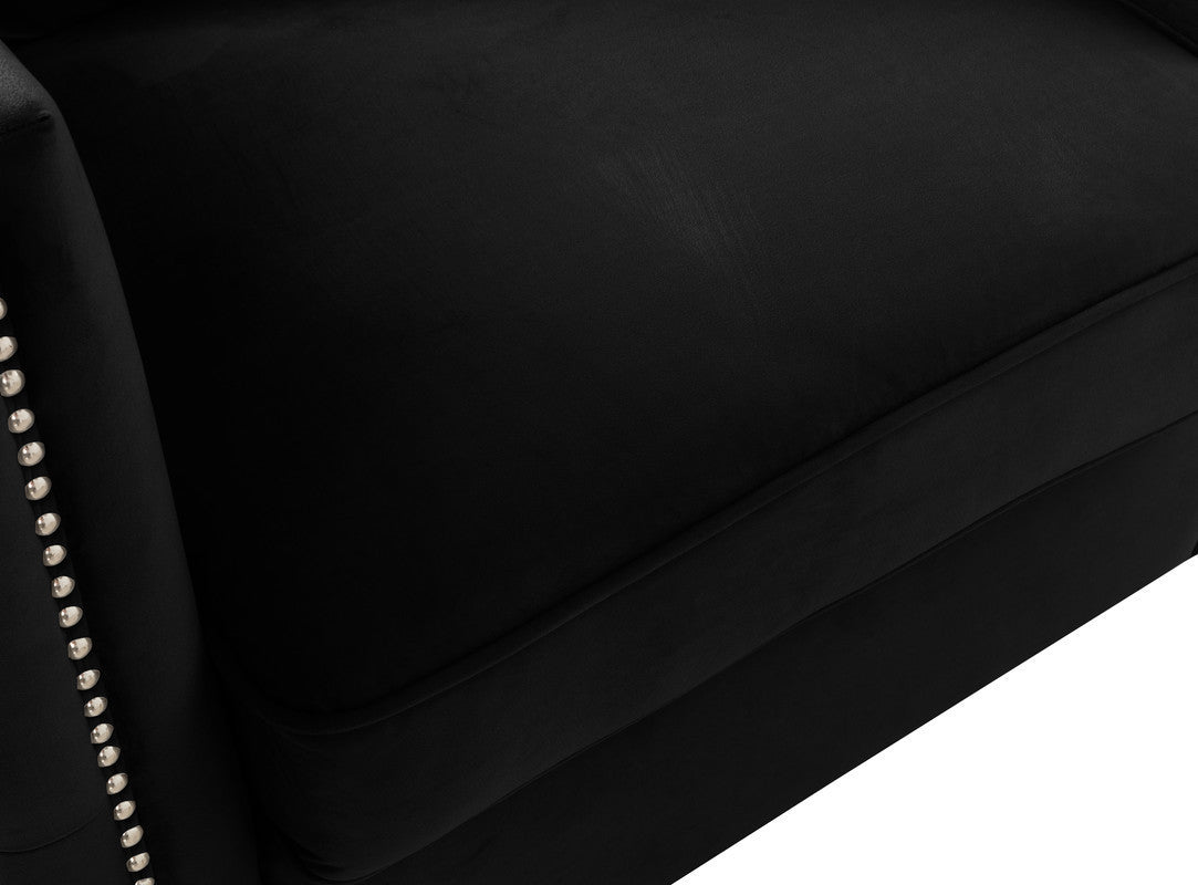 Bayberry Black Velvet Sofa Loveseat Chair Living Room Set