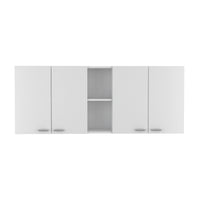 Portofino 150 Wall Cabinet,  Double Door, Two External Shelves, Two Interior Shelves -White