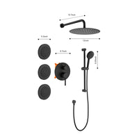 Shower System with Shower Head, Hand Shower, Slide Bar, Bodysprays, Shower Arm, Hose, Valve Trim, and Lever Handles