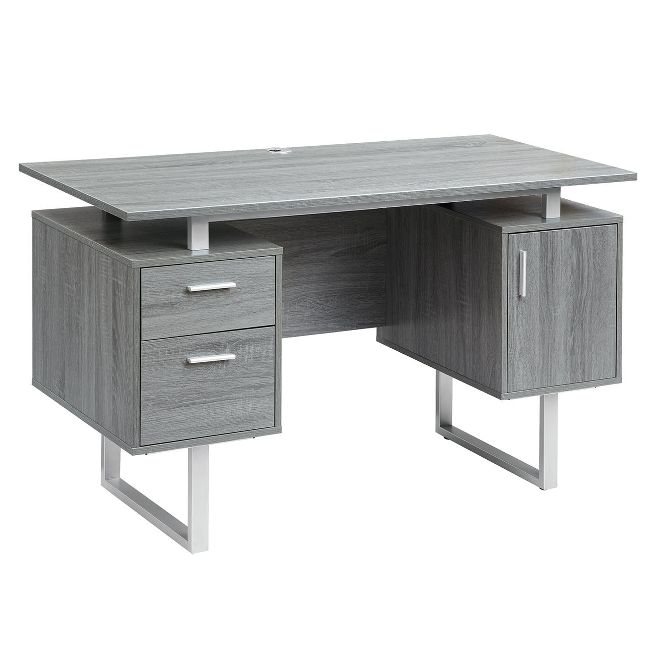 Techni Mobili Modern Office Desk with Storage, Grey