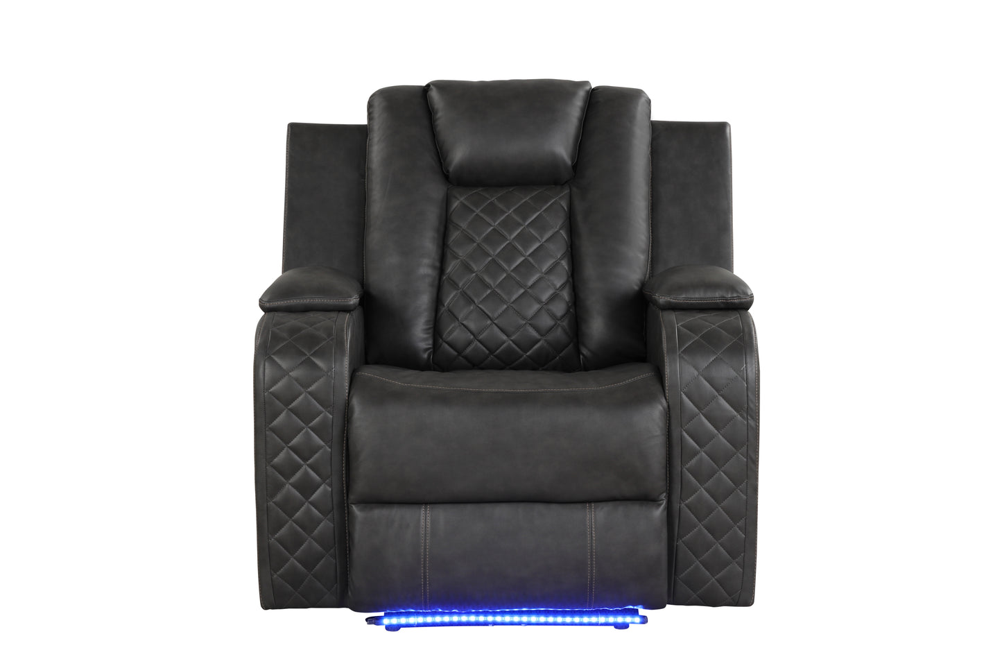 Benz LED & Power Recliner 3 PC Made With Faux Leather in Gray