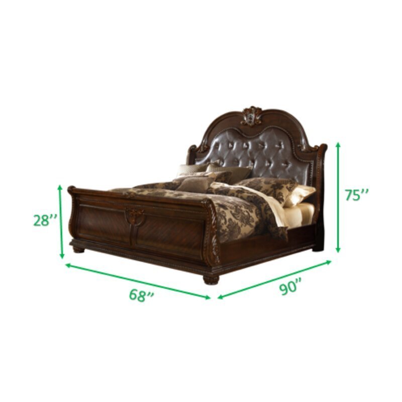 Roma 5 Pc Queen Bed Dark Walnut