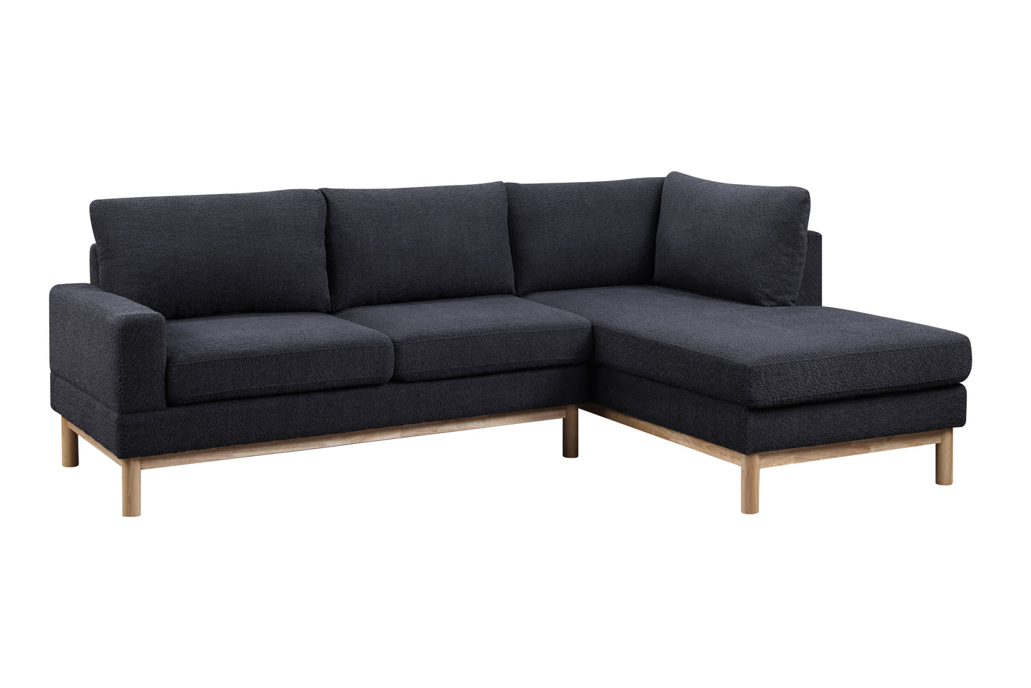 Anisa Black Sherpa Sectional Sofa with Right-Facing Chaise