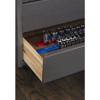 Six Drawer Wide Roll Storage Cart, Gray Wood Finish, Office and Home Furniture