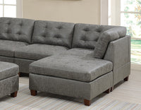 Living Room Furniture Antique Grey Modular Sectional 9pc Set Breathable Leatherette Tufted Couch 3x Corner Wedge 4x Armless Chairs and 2x Ottoman