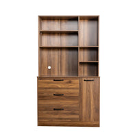 Large Kitchen Pantry Storage Cabinet with Drawers & Open Shelves, Freestanding Kitchen Cupboard Buffet Cabinet