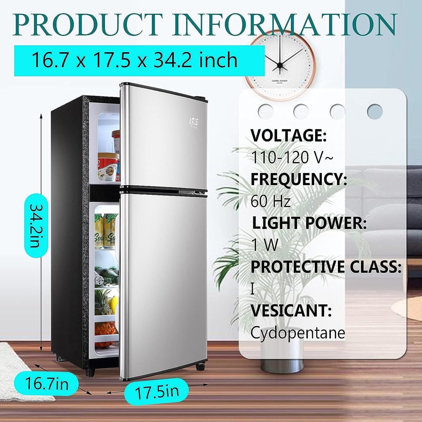 3.5Cu.Ft Compact Refrigerator Mini Fridge with Freezer, Small Refrigerator with 2 Door, 7 Level Thermostat Removable Shelves for Kitchen, Dorm, Apartment, Bar, Office Silver Ban on Amazon