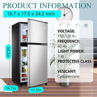 3.5Cu.Ft Compact Refrigerator Mini Fridge with Freezer, Small Refrigerator with 2 Door, 7 Level Thermostat Removable Shelves for Kitchen, Dorm, Apartment, Bar, Office Silver Ban on Amazon