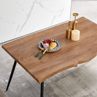 S Shape Irregular MDF Dining Table Metal Legs Wood Design Table Top