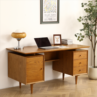 Oak Simple and Elegant Oak Writing Desk - Functional Office Desk with 57.08 Inches of Writing Space