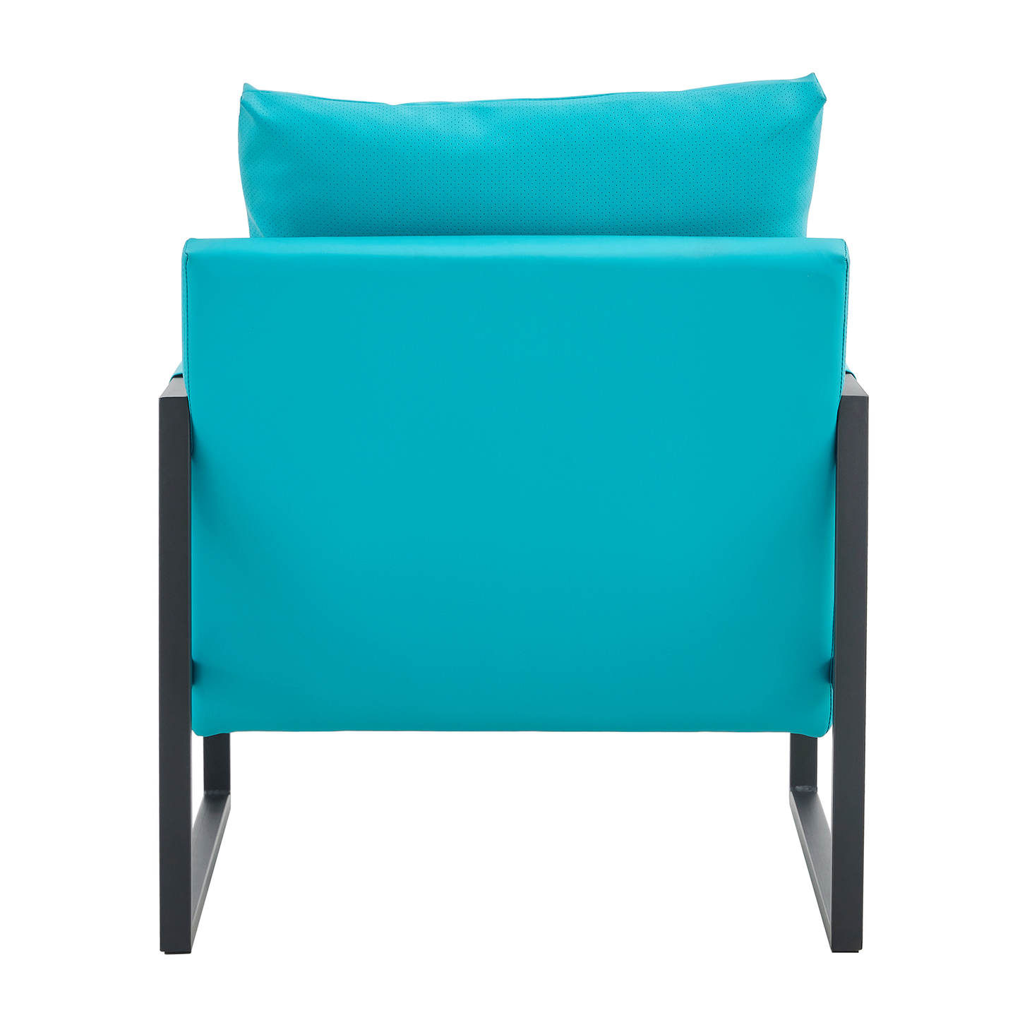 PU Leather Accent Arm Chair Mid Century Modern Upholstered Armchair with Metal Frame Extra-Thick Padded Backrest and Seat Cushion Sofa Chairs for Living Room ( Cyan PU Leather + Metal + Foam ) SF-008