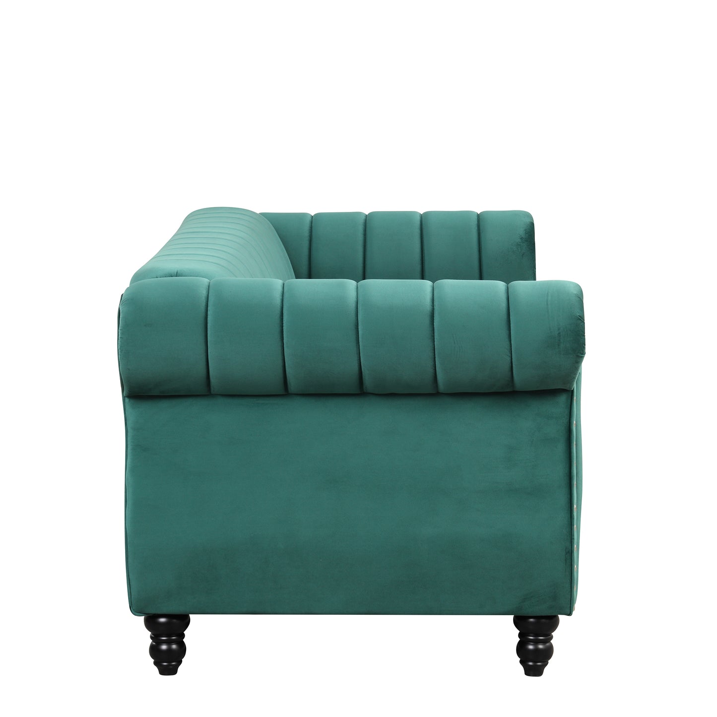 51" Modern Sofa Dutch Fluff Upholstered sofa with solid wood legs, buttoned tufted backrest,green