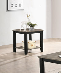 End Table With Open Shelf In Dark Brown And Grey