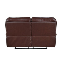 Double Reclining Loveseat Brown Leather Luxurious Comfort Style Living Room Furniture 1pc