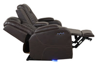 Benz LED & Power Recliner 3 PC Made With Faux Leather in Brown