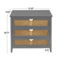 3 Drawer Cabinet,Natural rattan,American Furniture,Suitable for bedroom, living room, study