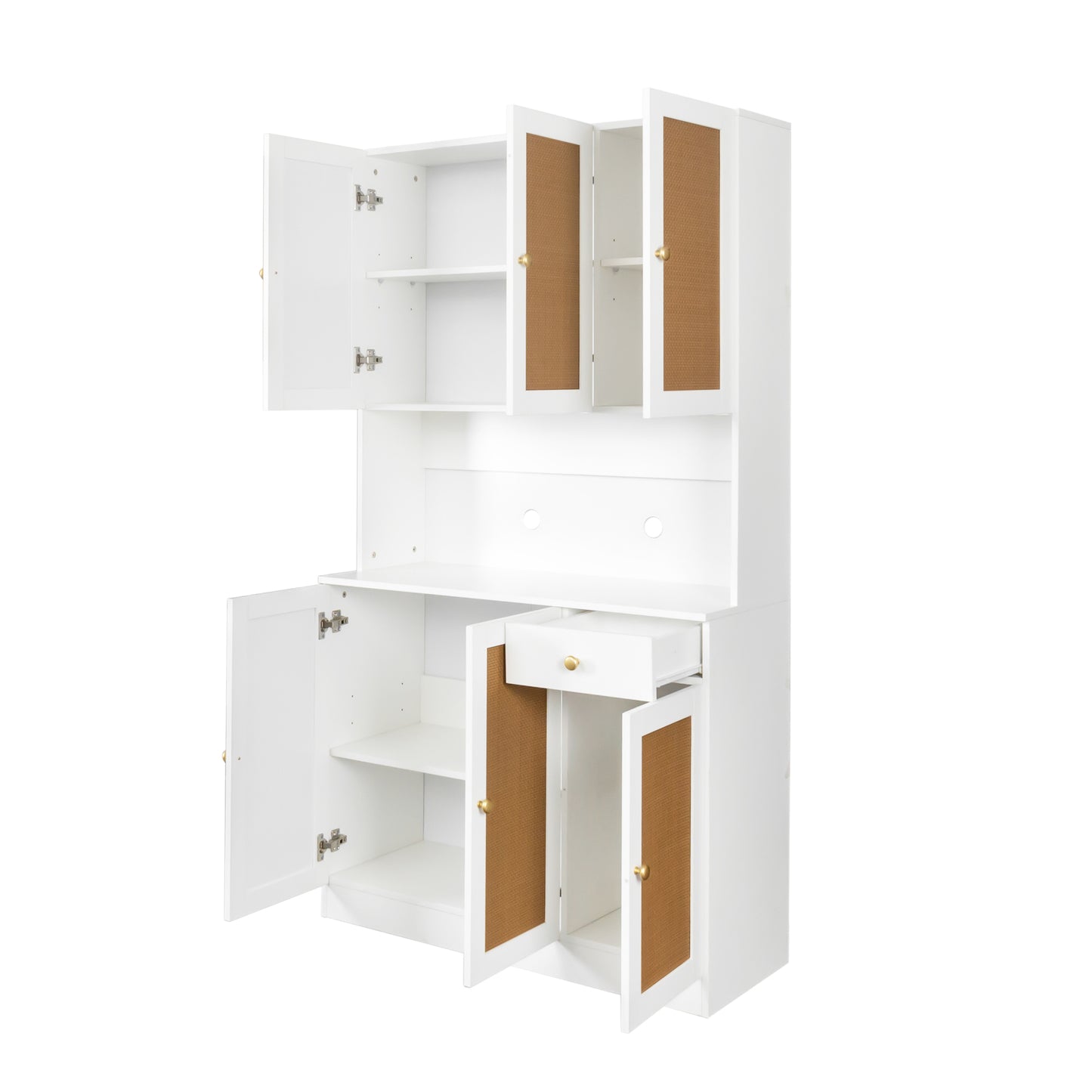 70.87" Tall Wardrobe& Kitchen Cabinet, with 6-Doors, 1-Open Shelves and 1-Drawer for bedroom,White