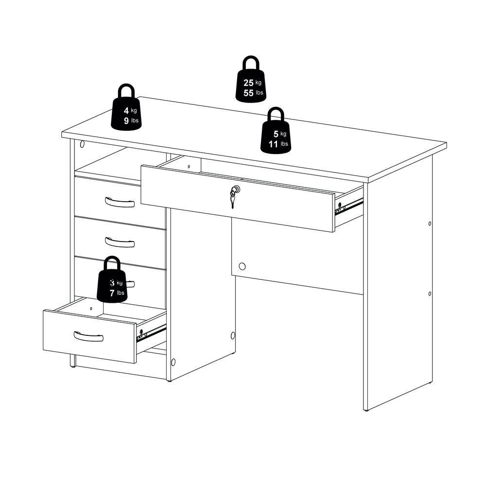 Modern Walden Desk with 5 Drawers for Living Room or Home Office, Black Woodgrain