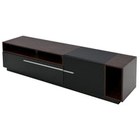 ON-TREND Two-tone Design TV Stand with Silver Handles, UV High-Gloss Media Console for TVs Up to 70", Chic style TV Cabinet with Spacious Storage Space for Living Room, Black