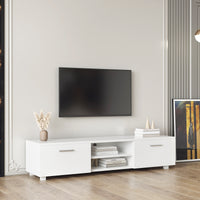 White TV Stand for 70 Inch TV Stands, Media Console Entertainment Center Television Table, 2 Storage Cabinet with Open Shelves for Living Room Bedroom