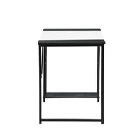 47.2" L x 23.6" D Writing Computer Desk, Home Office Study Desk with 2 Storage Shelves on Right Side, Fashion Simple Style Wood Table Metal Frame- White & Black