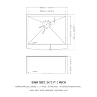 24 Inch Farmhouse Kitchen Sink - 24"x21"x10" Stainless Steel Apron Front Farmhouse Sink 10 Inch Deep 16 Gauge Single Bowl Kitchen Sink Basin