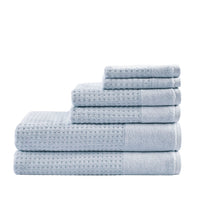 Cotton Waffle Jacquard Antimicrobial Bath Towel 6 Piece Set