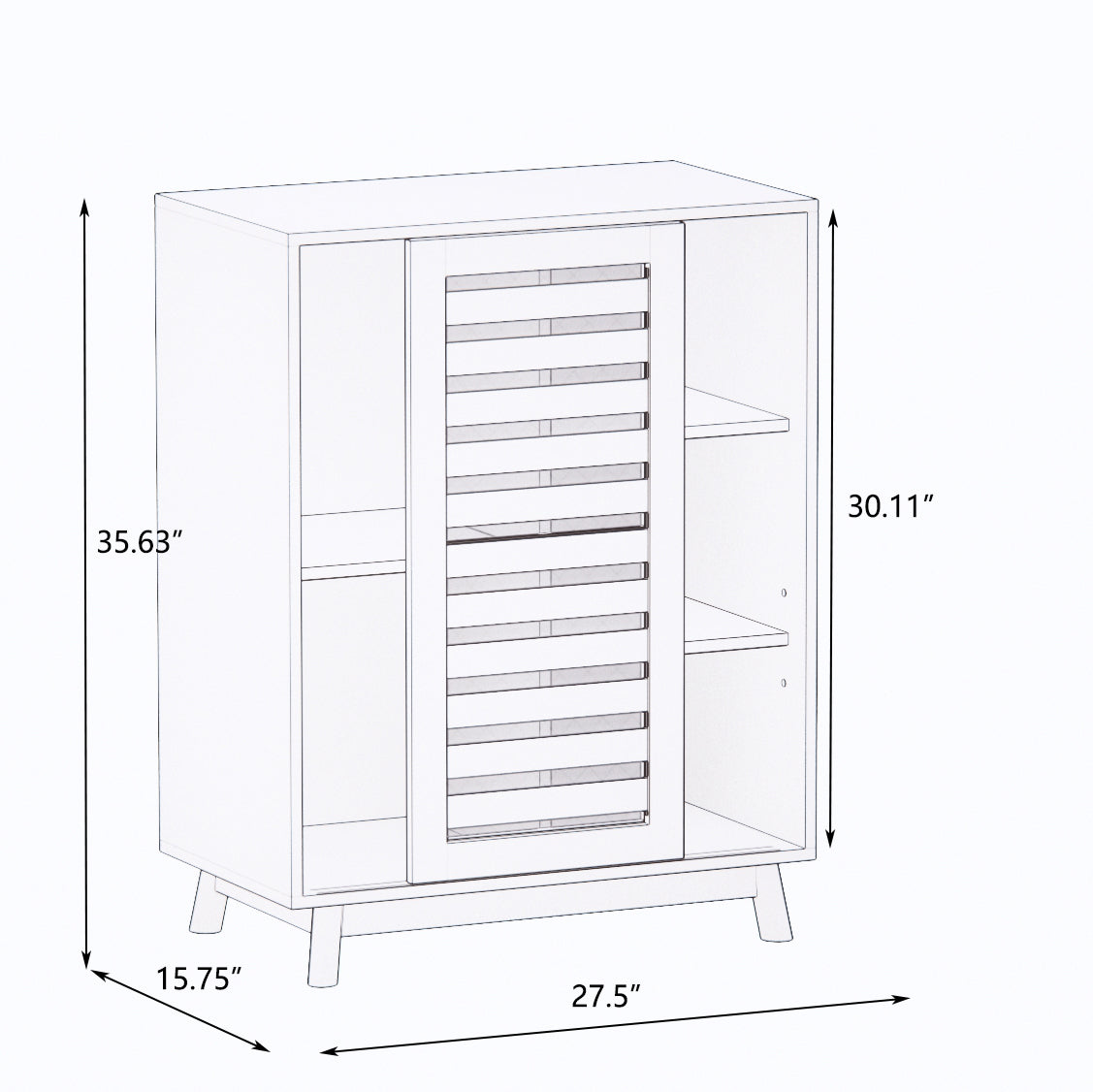 Asymmetric sliding door cabinet