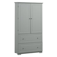 Wide Bathroom Storage Cabinet, Freestanding Storage Cabinet with Two Drawers and Adjustable Shelf, MDF Board with Painted Finish, Grey