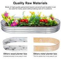 Galvanized Planter Bed,Galvanized Raised Garden Bed Kit, Galvanized Planter Raised Garden Boxes Outdoor, Oval Large Metal Raised Garden Beds for Vegetables,7*3*1 ft