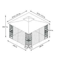 10x10 Outdoor Patio Gazebo Canopy Tent With Ventilated Double Roof And Mosquito net(Detachable Mesh Screen On All Sides),Suitable for Lawn, Garden, Backyard and Deck,Brown Top