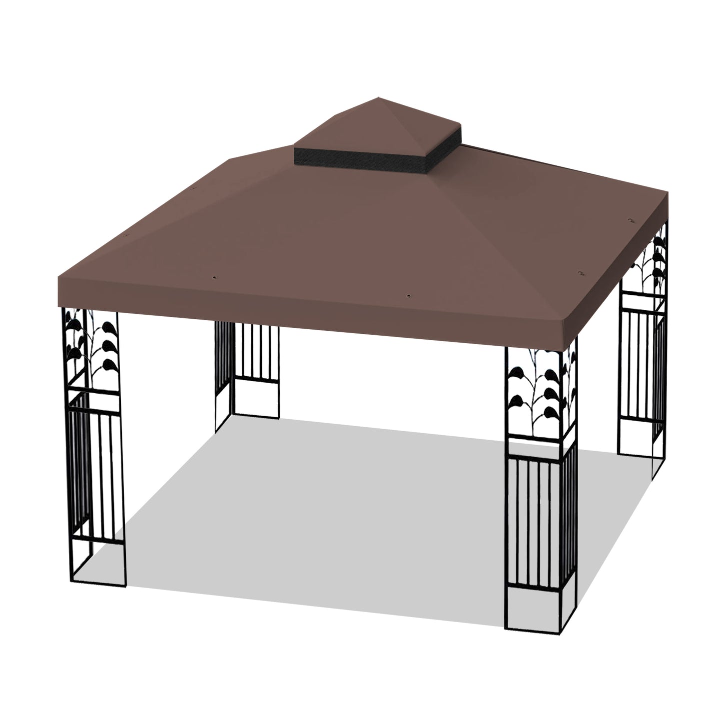 10x10 Ft Outdoor Patio Gazebo Replacement Canopy, Double Tiered Gazebo Tent Roof Top Cover Only（Frame Not Include）