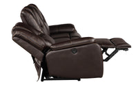 Hong Kong 2 Piece Power Reclining Sofa Set made with Faux Leather in Brown