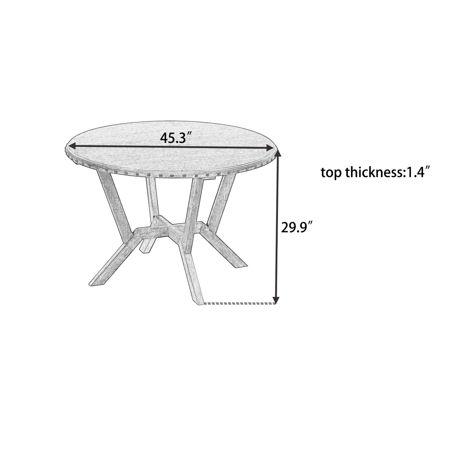 TOPMAX Mid-Century Round Table with Cross Legs for Small Places, Kitchen, Studio, Gray