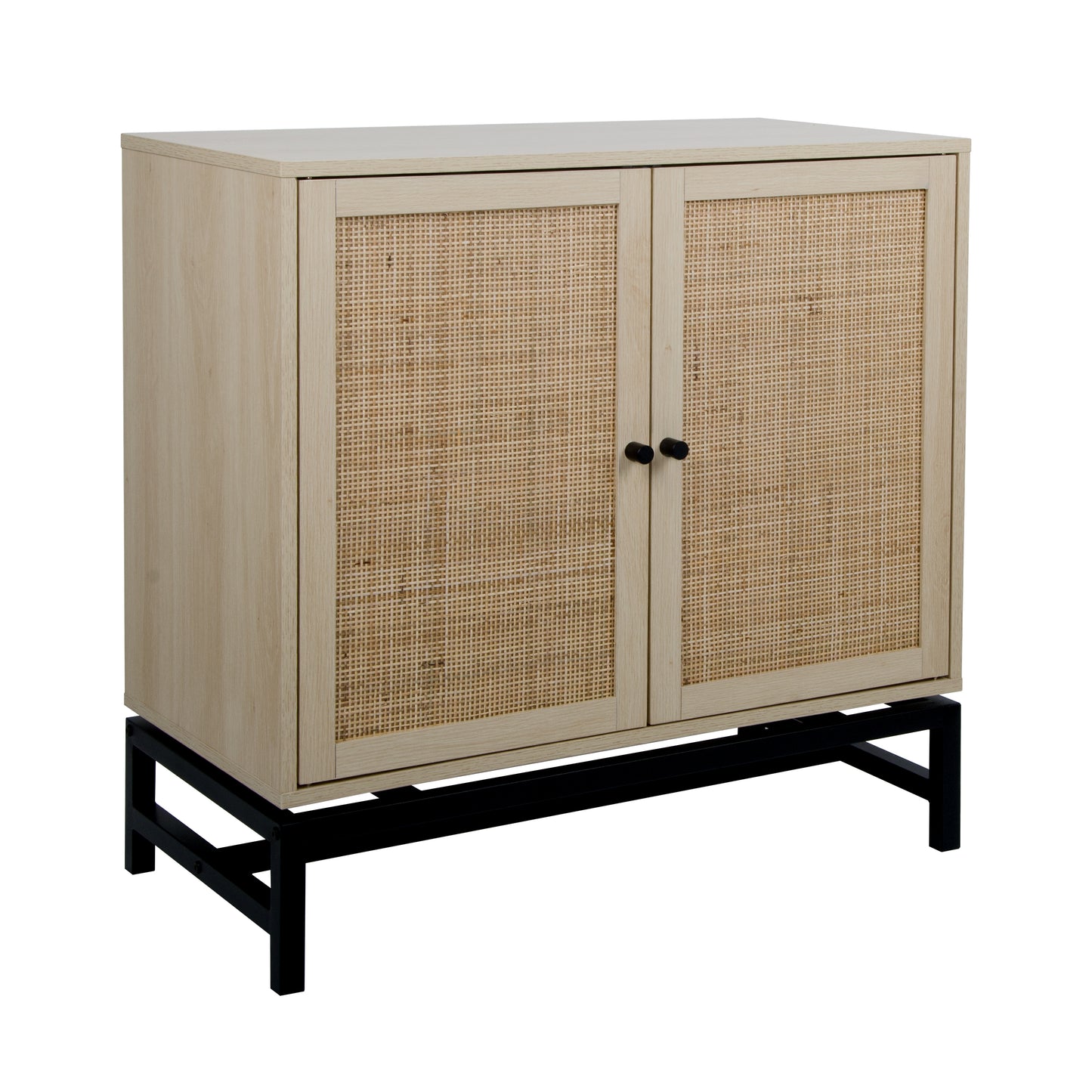 Natural rattan, 2 door cabinet, with 1 Adjustable Inner Shelves, rattan, Accent Storage Cabinet, Set of 2