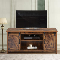 TV Stand，Barn door modern &farmhousewood entertainment center，  Console for Media,removable door panel & living room with for tvs up to 60'',BARNWOOD/BLACK