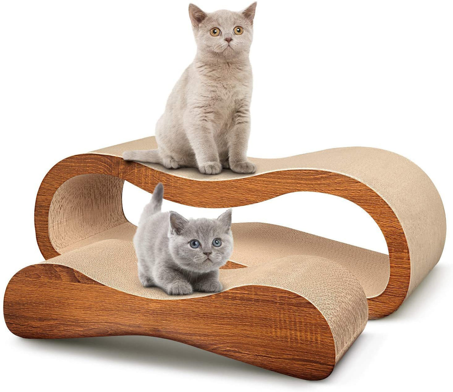 FluffyDream 2 in 1 Cat Scratcher Cardboard Lounge Bed, Cat Scratching Post, Durable Board Pads Prevents Furniture Damage,Large