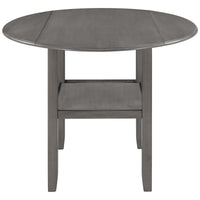 TOPMAX Farmhouse Round Counter Height Kitchen Dining Table with Drop Leaf  and One Shelf for Small Places, Gray